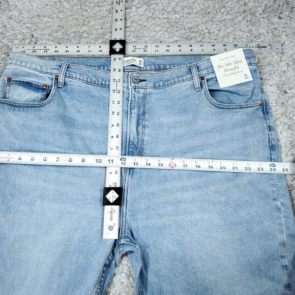 Abercrombie 22 Short 90s Slim Straight Ultra High Rise Jeans Blue Y2K Size 36 - Picture 8 of 9